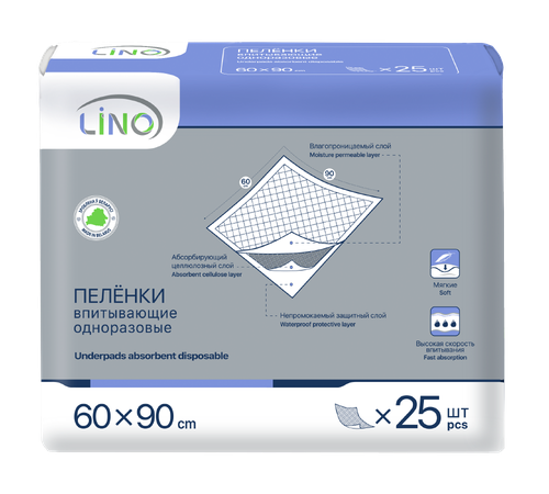 ПЕЛЕНКИ ВПИТ. ОДНОРАЗ. LINO 60Х90СМ , №25