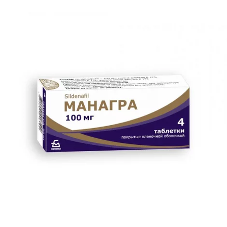 МАНАГРА ТАБЛ.П/О, 100МГ, №4