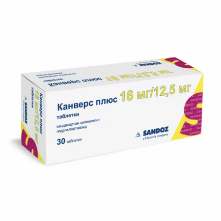 КАНВЕРС ПЛЮС ТАБЛ., 16МГ/12,5МГ, №30