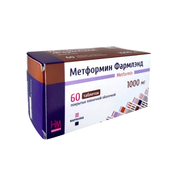 МЕТФОРМИН ТАБЛ.П/О, 1Г, №60
