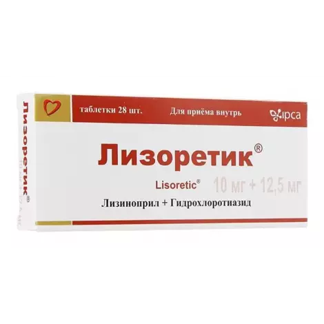 ЛИЗОРЕТИК ТАБЛ., 10МГ/12,5МГ, №28