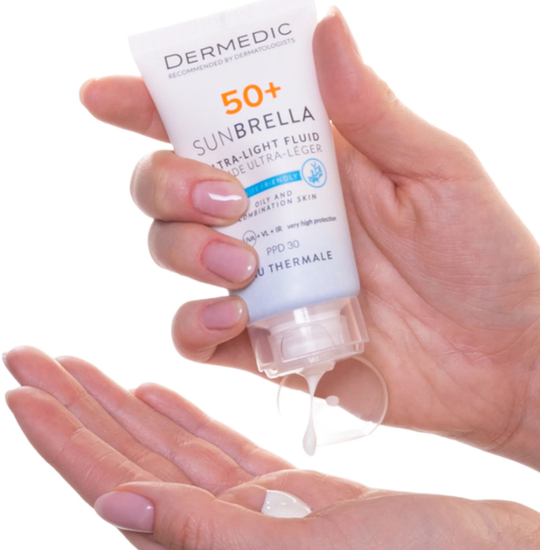 ФЛЮИД Д/ЛИЦА DERMEDIC SUNBRELLA УЛЬТРАЛЕГК. Д/СУХ. НОРМ. КОЖИ SPF-50+ УП., 40МЛ