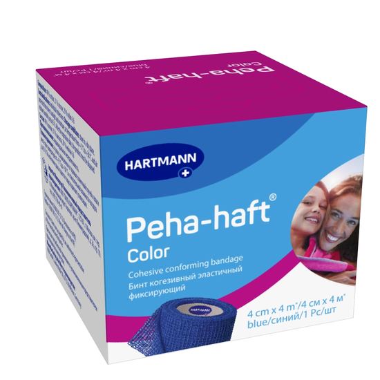 БИНТ КОГЕЗИВНЫЙ ЭЛАСТИЧНЫЙ ФИКС. PEHA-HAFT COLOR BLUE/СИНИЙ (РАЗМЕР: 4СМХ4М)