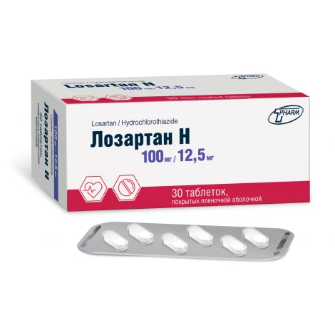 ЛОЗАРТАН Н ТАБЛ.П/О, 100МГ/12,5МГ, №30
