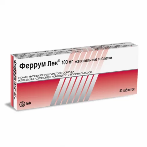 ФЕРРУМ ЛЕК ТАБЛ.ЖЕВ., 100МГ, №30