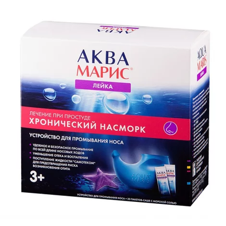 УСТ-ВО ОТОРИНОЛ. Д/ПРОМЫВАНИЯ АКВА МАРИС ЛЕЙКА+МОРСК. СОЛЬ УП.