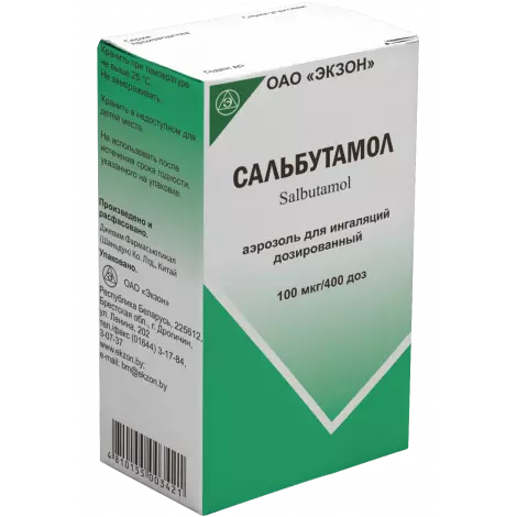 САЛЬБУТАМОЛ ФЛ., АЭР.ИНГ., 100МКГ/Д 400ДОЗ