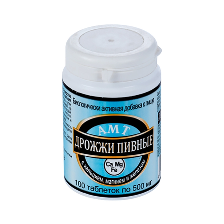 ПИВНЫЕ ДРОЖЖИ КАЛЬЦИЙ МАГНИЙ ЖЕЛЕЗО ТАБЛ., 500МГ, №100