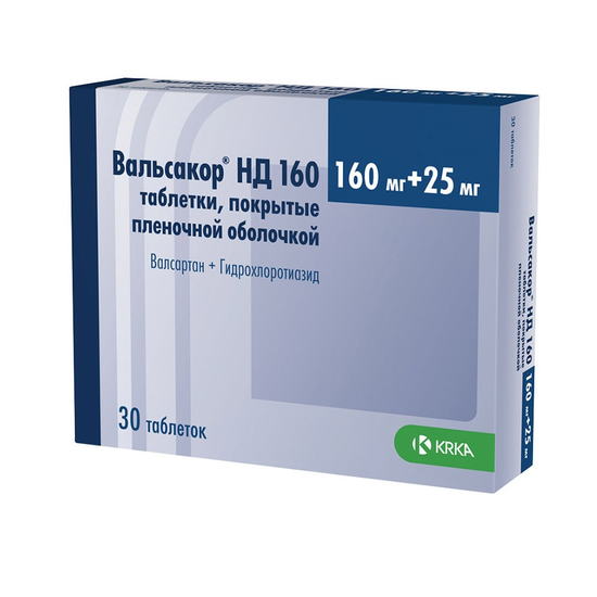 ВАЛЬСАКОР НД 160 ТАБЛ.П/О, 160МГ 25МГ, №30