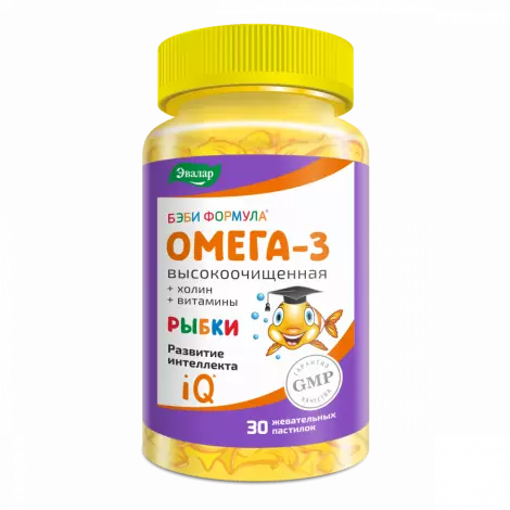БЭБИ ФОРМУЛА РЫБКИ ОМЕГА-3 ПАСТИЛКИ, 4Г, №30
