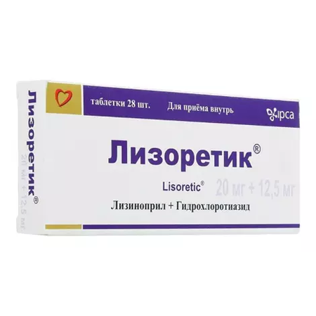ЛИЗОРЕТИК ТАБЛ., 20МГ/12,5МГ, №28
