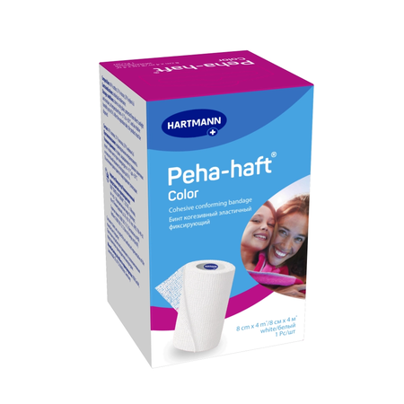 БИНТ КОГЕЗИВНЫЙ ЭЛАСТИЧНЫЙ ФИКС. PEHA-HAFT COLOR WHITE/БЕЛЫЙ (РАЗМЕР: 8СМХ4М)