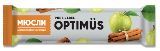 БАТОНЧИК-МЮСЛИ OPTIMUS ЗЛАКИ И ЯБЛОКО С КОРИЦЕЙ УП., 25Г