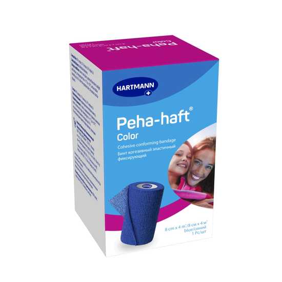 БИНТ КОГЕЗИВНЫЙ ЭЛАСТИЧНЫЙ ФИКС. PEHA-HAFT COLOR BLUE/СИНИЙ (РАЗМЕР: 8СМХ4М)