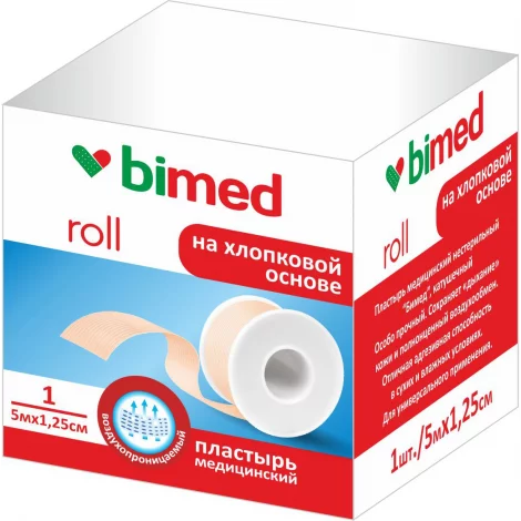 ПЛАСТЫРЬ МЕД. НЕСТЕРИЛ. БИМЕД КАТУШЕЧНЫЙ НА ХЛОПКОВОЙ ОСНОВЕ ЦВЕТА КОЖИ (5МХ1,25СМ) УП.