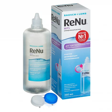 РАСТВОР УНИВЕРС. RENU MPS Д/УХОДА ЗА МЯГК. КОНТАКТ. ЛИНЗАМИ В КОМПЛ. С КОНТ. Д/ХРАНЕНИЯ КОНТАКТ. ЛИНЗ И БЕЗ КОНТ. (360МЛ)