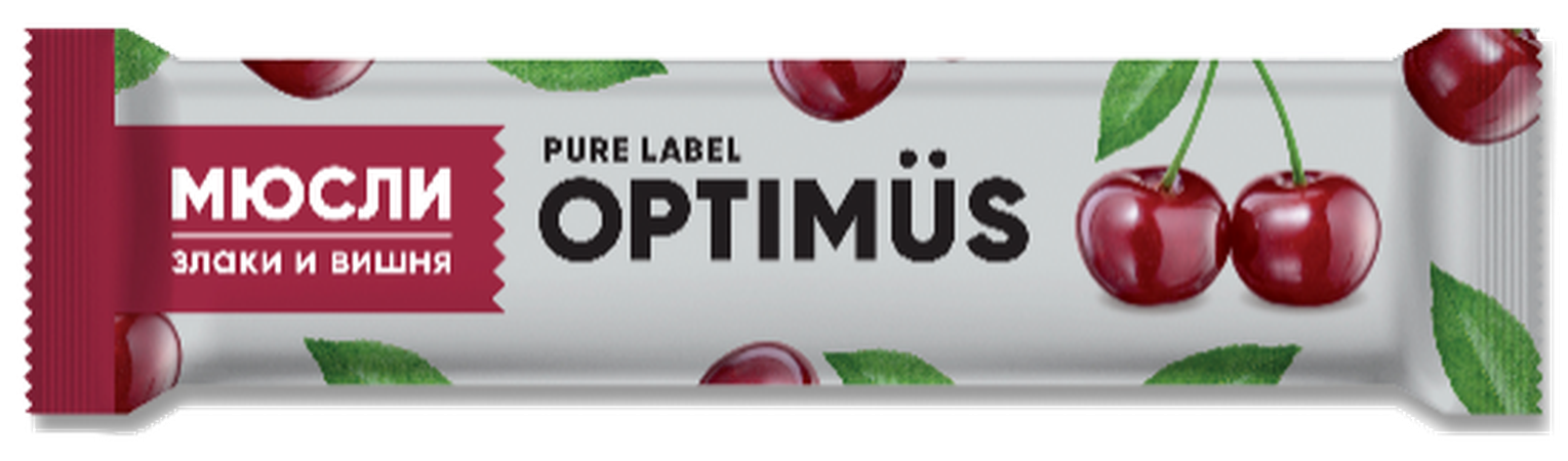 БАТОНЧИК-МЮСЛИ OPTIMUS ЗЛАКИ И ВИШНЯ УП., 25Г