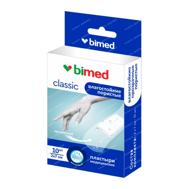 ПЛАСТЫРЬ БИМЕД МЕД. НЕСТЕРИЛ. ВЛАГОСТ. ПОР. ПРОЗРАЧНЫЕ НАБОР №10 УП., (2Х7СМ-10ШТ)