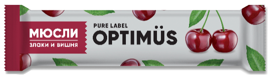 БАТОНЧИК-МЮСЛИ OPTIMUS ЗЛАКИ И ВИШНЯ УП., 25Г